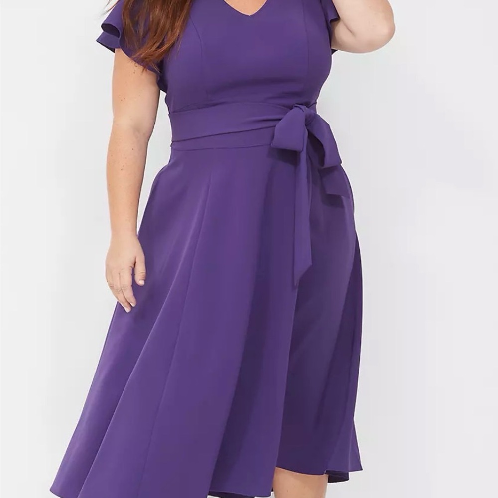 NWT Lane Bryant Lena Purple High-Low Midi Dress